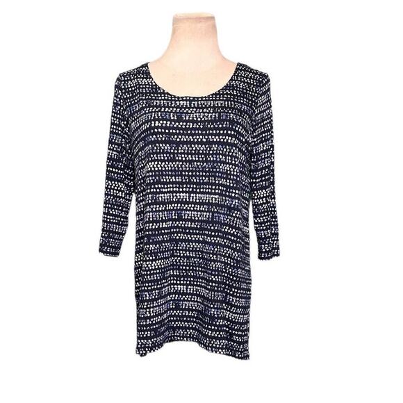 Pure Jill blue printed 3/4 sleeves boat neck top size SP - Picture 9 of 11
